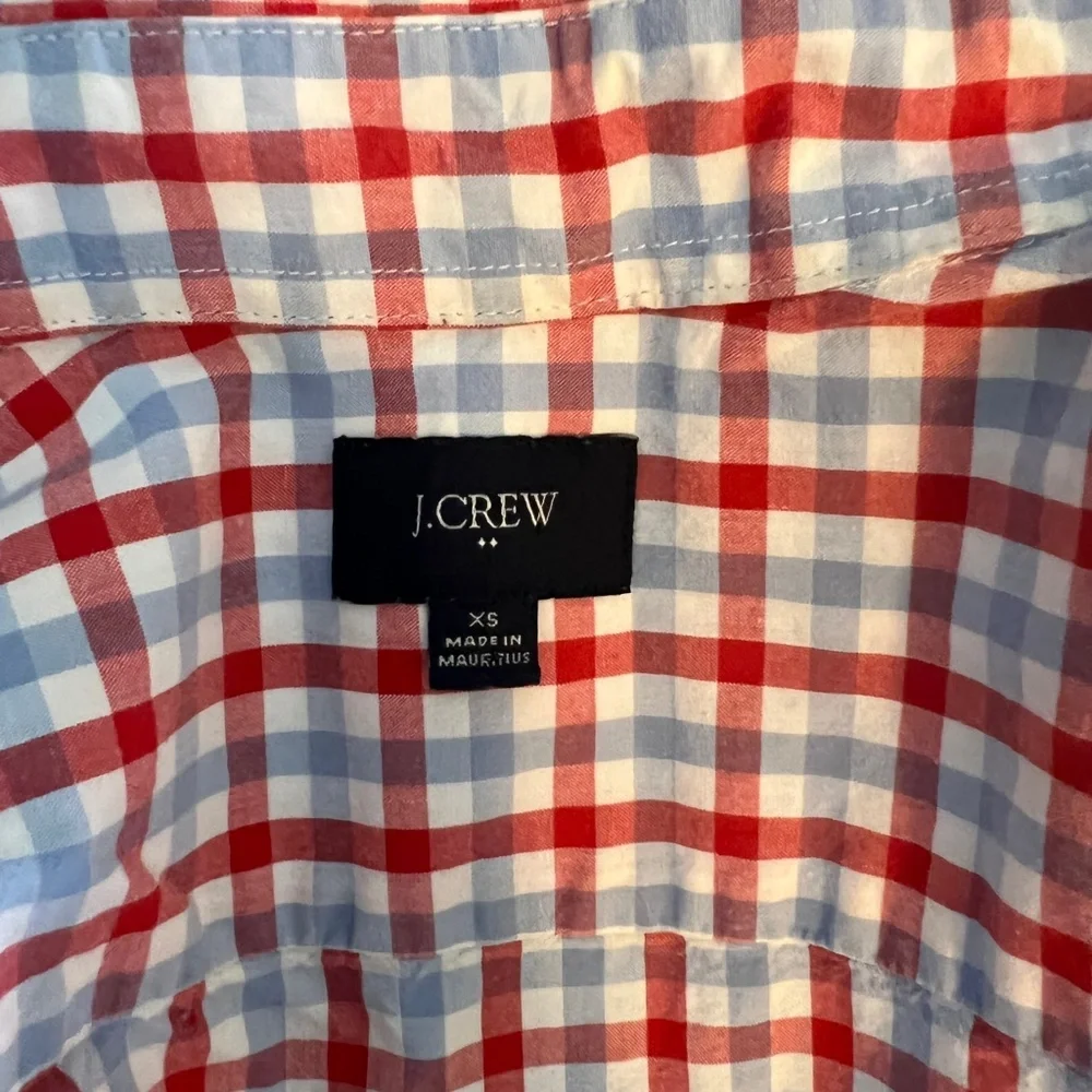 J. CREW blue and red check button down shirt Size XS Mens Womens Unisex EUC